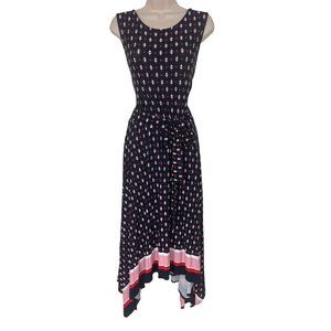 Size 1X 16 18 ULTRA-SOFT PRINTED SHARKBITE ASYMMETRICAL DRESS W/TIE Plus‎ Size